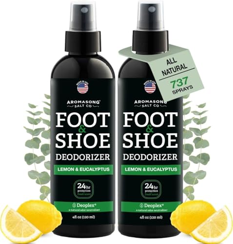 Aromasong Natural Shoe Deodorizer and Foot Spray | 2-Pack | 24-Hour Freshness Foot Odor Eliminator for Feet - Extra Strength Fresher for Smelly Shoes & Stinky Feet Spray with Refreshing Scent, 4oz - size: 4 Ounce (Pack of 2)