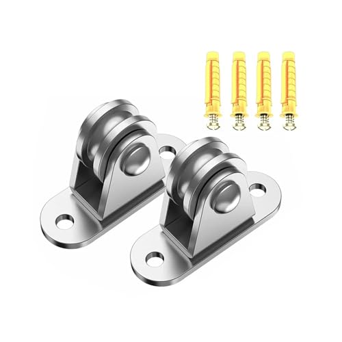 U Groove Stainless Steel Wall Pulley 4Pcs Heavy Duty Fixed Pulley Loading 176 Lb Pulley Block Kit Wall-Mounted Pulley for Cord Material Handling Moving/DIY Mount