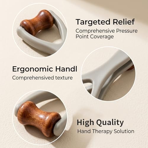4 Finger Massager Roller, Arthritis Finger Massager,Finger Massage Tool for Hand Therapy, Wooden and Plastic Construction with Ergonomic Design