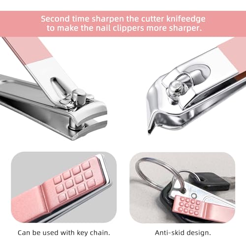 Manicure Set 8 in 1 Nail Clipper Set,RedFlow Nail Clippers,Fingernail & Toenail Clippers,Manicure Tools,Pedicure Tools,Suitable for Travel Manicure Kit,Nail Set Kit with Everything Profe (Pink) - color: Pink