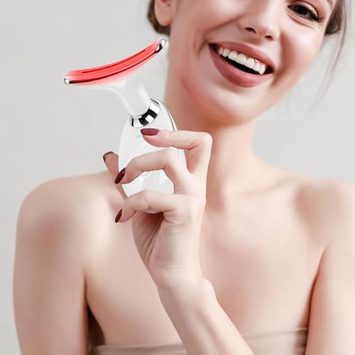 Facial Massager Face and Neck, Face 𝖲 culpting Wand Tool with 7 Color - Birthday, Christmas, Mothers Day, Valentines Day Gifts for Her Women Mom Best Friend Wife Teacher (White) - color: White