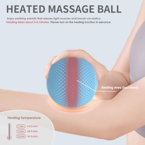 Heating Vibrating Massage Ball with 7 Modes & Memory Function for Myofascial Release, Deep Tissue and Trigger Point Muscle Therapy - Targets Back, Hip, Leg, Neck & Foot (Blue) - color: Blue