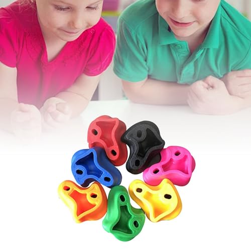 6pcs Rock Climbing Holds, Thickened PE Climbing Grips, Easy Installation for Kids Rock Wall, Pink, Green, Brown, Purple, Yellow, with Hardware