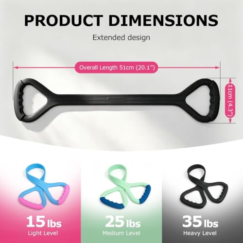Figure 8 Resistance Band with Handles, Elastic Bands for Working Out,Arm,Back,Shoulder Training Elastic Ropes - color: Blue/Green/Gray