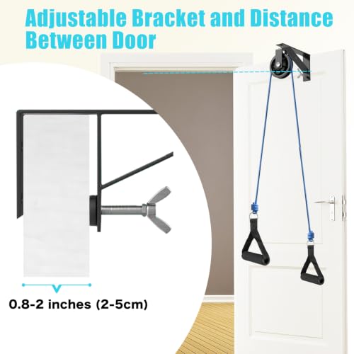 Over The Door Shoulder Pulley for Physical Therapy & Rehab | Adjustable Metal Door Clamp, Silent Large Pulley, For Home Use, Exercise Pulley for Recovery Stretching at Home, Handles