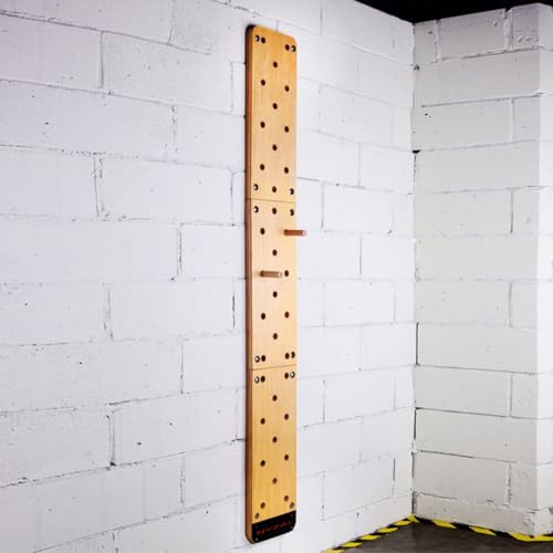 96inchs Climbing Pegboard, Wall-Mounted Climbing Board, Sturdy Birch Wood Pegboard Climbing Wall with Wooden Dowel Pegs, 35 Staggered Climbing Holes，Freely Combinable, Three-Part