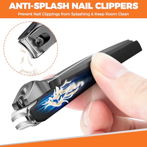 Toenail Clippers for Men Seniors Thick Ingrown Toenails 6PCS Professional | Wide Jaw Opening, Heavy Duty Large 360 Degree Rotary Nail Clippers for Seniors, Finger Nail Clippers Adult with Catcher - style: Toenail Clippers Set