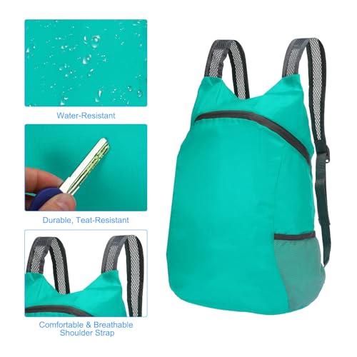 Hiking Backpack, 15L-20L Packable Lightweight Backpack Daypack Small Foldable Outdoor Camping Cycling Backpacking Shoulder Bag, Lake Blue