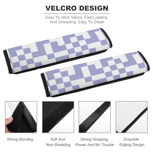 Universal Soft and Comfortable Car Seat Straps Shoulder Pads for Girls and Boys, Most Cars, 1 Pair Checkered Plaid Lavender Purple Harness Pads Strap Comfortable Driving - color: Pattern 45