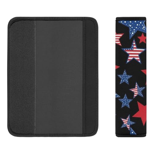 1 Pair Universal Soft and Comfortable Seat Belt Shoulder Pad for Adult Use, Stroller Pushchair High Chair, American Patriotic Stars Flag Neck Strap Covers, Anti-Slip Pad - color: Pattern 961
