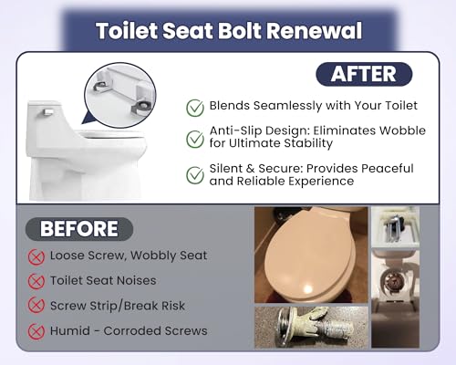 3/8" Dia Toilet Seat Screws Replacement Kit for Select Kohler One-Piece Toilet - Top Mount Hinges Toilet Bolts with Rubber Anchor Nuts, Compatible with Kohler Toilet Seat Parts K-84999 & K-85040-4PC - style: Special styles fit 10-12mm holes
