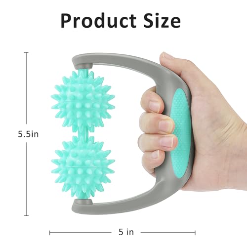 Coolife Fascia Release Spiky Massage Roller, Cellulite Massager - Deep Tissue Massage Tool for Neck Shoulder Legs, 2 Balls Pressure Trigger Point Myofascial Manual Body Massager for Women Men