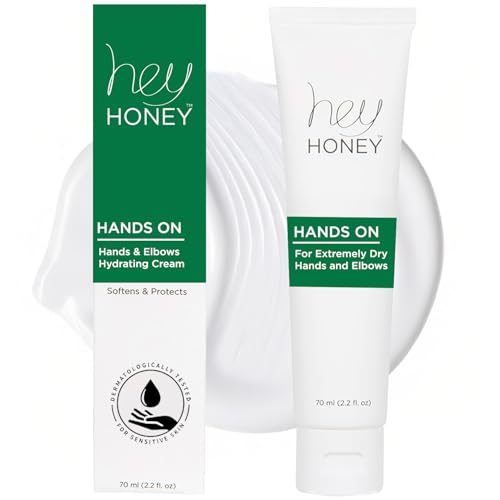 Hey Honey Hand Cream for Extremely Dry Cracked Hands & Elbows - Instant Relief with Shea Butter, Honey & Propolis - Cracked Skin Repair Moisturizer - Fast Absorbing 2.2 Oz - size: 2.2 Fl Oz (Pack of 1)