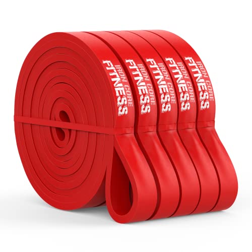 Gym Quality Long Resistance Bands Multi Pack of 5- Loved by Fitness Pros for Group Workouts in Gyms, Boxes, Studios and Bootcamps. Perfect for Pull Ups, Strength Training, Mobility - color: #2 Red, Light