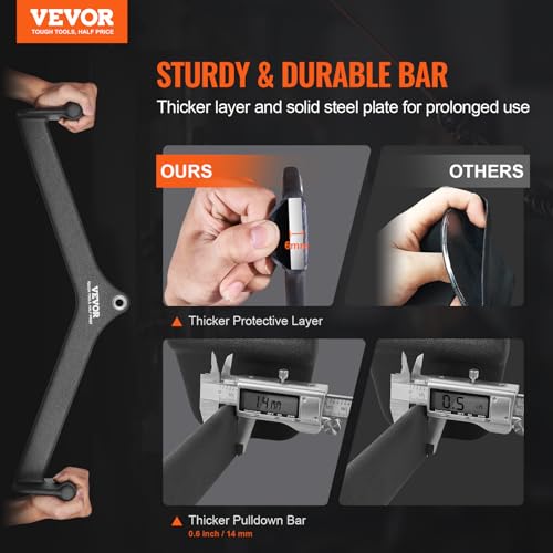 VEVOR LAT Pulldown Attachments, Cable Machine Rowing T-bar V-bar Tricep Pull Down Bar, Back Strength Training Rubber Coated Handle Grip, Bicep Curl Tricep LAT Pulldown Bar for Home Gym Fitness - size: 23x5.5x6.7"