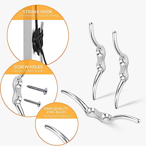 LAIWOO M15 Heavy Duty Stainless Steel Pulley Block, Rope and Hooks, 2 Pack | Includes eye pad plate and line cleat, corrosion resistant, for lifting, DIY and clothesline - size: M15