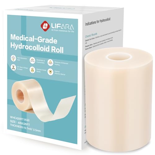 LIFARA Hydrocolloid Roll for Wound Care - Cut-to-Size, Extra Large Hydrocolloid Patch Bandages with Self-Adhesive, Waterproof, First Aid Kit Essential (4in*26ft, 19.7mils/ 0.5mm Thickness) - size: 4in*26ft, 19.7mil/ 0.5mm Thickness
