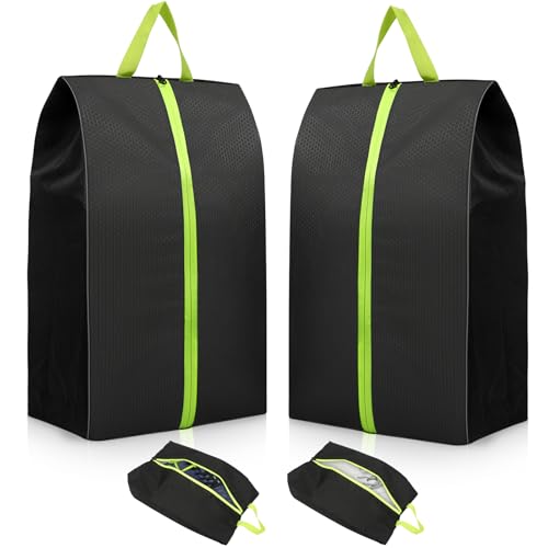 2 Pack Smell Proof Shoe Bags for Travel, Water-Resistant Odor Absorbing Cleat Shoe Organizer with Zipper | Sports Shoe Pouch for Soccer, Golf, Gym, Tennis, Baseball, Running