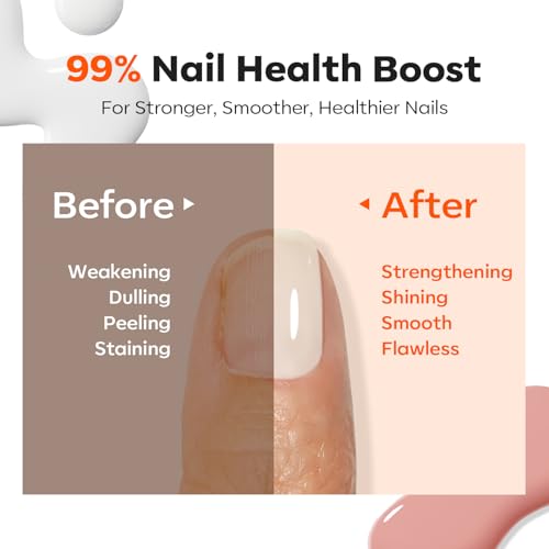 Modelones Nail Strengthener Kits, Milky White Glitter Pink Nude Nail Polish | Nail Repair for Damaged Nails Strengthener and Growth for Thin Weak Damaged Nail Toenails Care Kit Women 4 Pcs Gifts Sets - color: D1-White Pink Nude