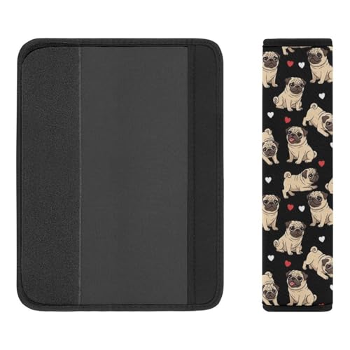 Breathable Car Seat Belt Pad for Girls and Boys, Stroller Pushchair High Chair, 2PCS Black Pug Dog Shoulder Harness Cover Easy Install (No Tool) - color: Pattern 206