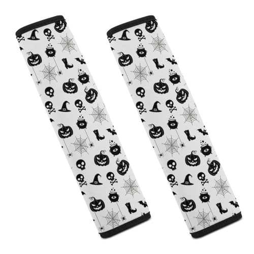 2 Pack Goth Skull Black Bat Pumpkin Seat Belt Cover Universal Fit Shoulder Protector for Adults and Children, Most Cars, Comfortable Driving - color: Pattern 1068