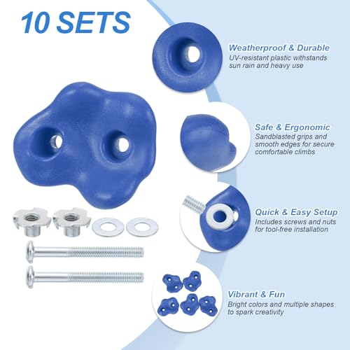 PATIKIL Rock Climbing Holds, Climbing Rock Wall Grips Play Set - color: Blue, size: B-Large
