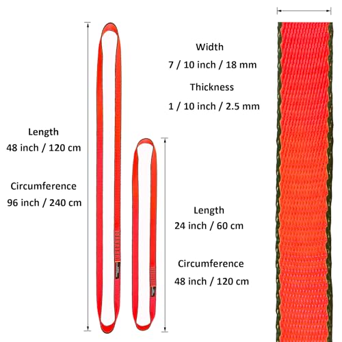 18MM Nylon Climbing Slings Runners 23 kN Strong Webbing Straps for Rock Climbing, Rappelling, Swing, Yoga Hammock etc - color: 1PC Red, size: 48inch/120cm