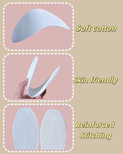 4 Pairs Cotton Shoe Insoles for Women & Men | Breathable & Moisture-Wicking for Sweaty Feet | Washable, Comfort Inserts for Sports Shoes and Boots (White, 8.5 Women / 7.5 Men) - size: 8.5 Women / 7.5 Men