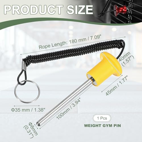 Gym Pin Weight Stack Pin Strength Training Lifting Equipment Replacement with Pull Rope Fitting for Club - color: Yellow, size: 0.3 x 3.9 Inch