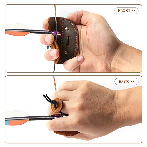 Leather Archery Finger Tabs,Handmade Archery Finger Guard for Shooting Practice Gear, Recurve Bow Fingers Tab - color: Left