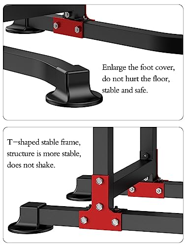 Power Tower Dip Station Pull Up Bar - Multi-Purpose Home Gym Equipment with Adjustable Height and Non-Slip Foot Pads - 330lbs/150kgs Capacity - color: Black (Basic Model)