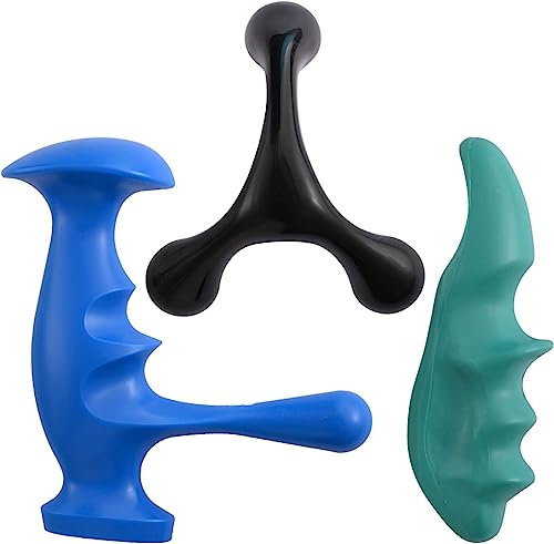 Manual Trigger Point Massage Tool and Thumb Saver for Full Body Deep Tissue Massage, with 3-Legged Massage Knobs, Stress Relief (3 Pack)
