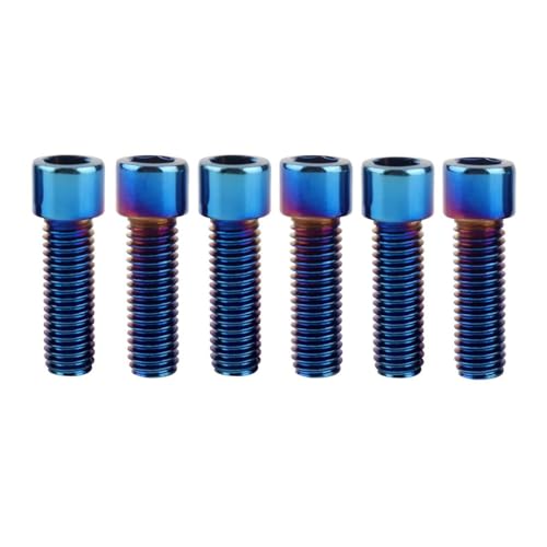 6Pcs Bike Screws M6x10 12 16 18 20 25 30 35mm Stainless Steel Socket Head Cap Allen Hex Bolt (Burnt Blue, M6 x25mm) - color: Burnt Blue, size: M6 x25mm