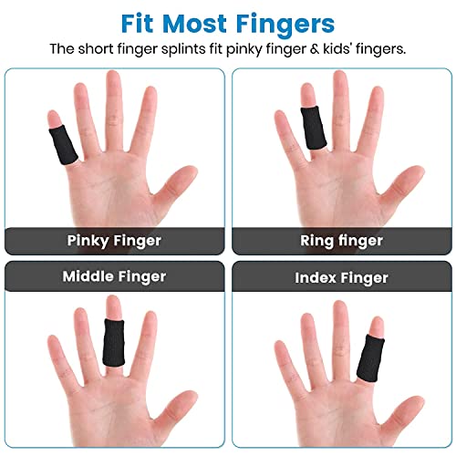 Finger Compression Sleeves, 10 Pcs | Finger Protectors Cots for Arthritis Swelling Basketball Sport, Breathable Elastic - color: Black