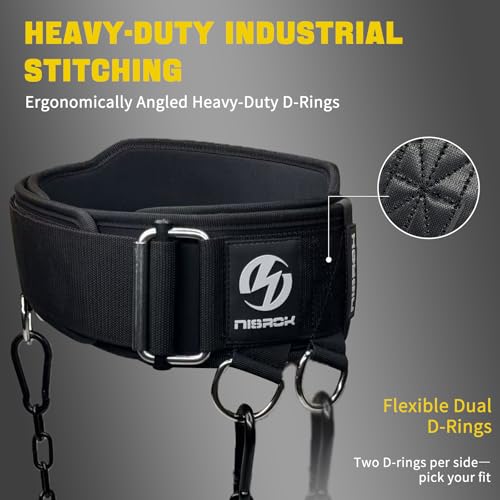 2-in-1 Weightlifting Belt & Dip Belt with 41 IN Steel Chain, Double-Layer Design, Powerlifting Gym Belt for Pull Up, Squat, Deadlifts & Added Weight Training, Unisex for Men & Women - size: Medium