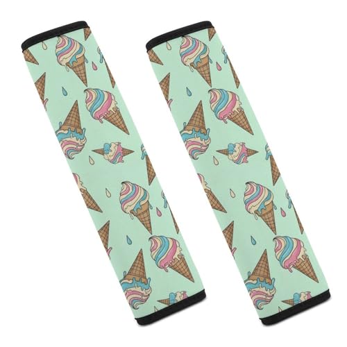 1 Pair Ice Cream Cones Colorful Seat Belt Shoulder Pad Soft Padded Seat Belt Cushion for Adult Use, Stroller Pushchair High Chair, Pressure Relief - color: Pattern 909
