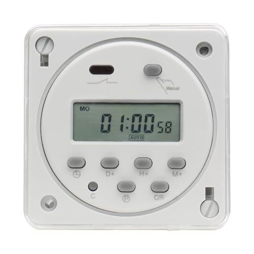 Baomain Time Switch Relay with Waterproof Cover,Digital LCD Programmable Timer,110V AC Input,200-250V 16A Output,28 Programs Daily/Weekly Schedule,CN101A for Lighting and Equipment Control - size: Timer with Cover