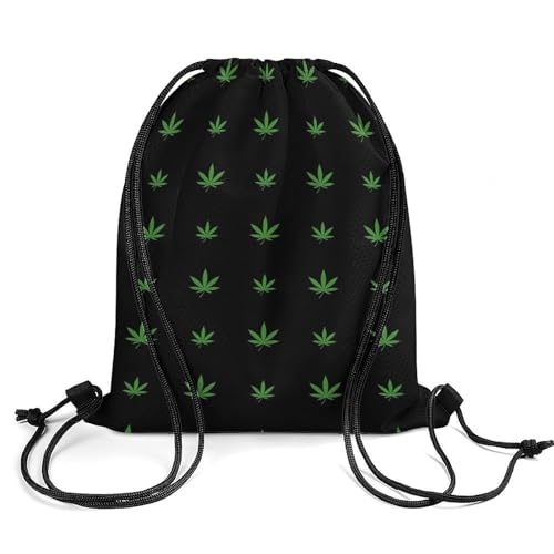 Swim Drawstring Bag Waterproof Sports Backpack for Beach Gym Training Gear Storage Lightweight Unisex Sackpack, Weedleaf Pattern Bags - color: Picture (39)