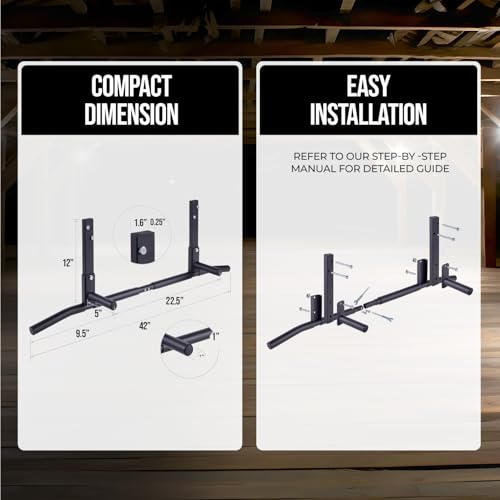AmStaff Fitness Joist Mount Pull Up Bar, Ceiling Mounted Chin Up Bar for Home Gym, Crossfit, Beam, Rafter - Heavy Duty, Multi Grip, 42" Wide, Maximum Head Clearance - TU038