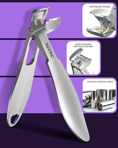 2025 Upgrade Angled Head Nail Clippers for Men, Toenail Clippers for Seniors Thick Toenails, Large Toe nail Clippers with Catcher, Extra Wide Handle,Sharp Heavy Duty Stainless Steel Nail Cutter-Silver - style: Sliver
