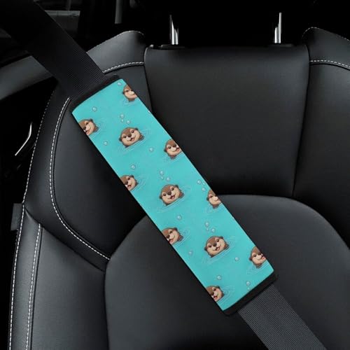 2 Pack Cute Sea Otter Seat Belt Cover Universal Fit Shoulder Harness Cover for Girls and Boys, Car Seats Pushchair Strollers High Chair Pushchair - color: Pattern 425