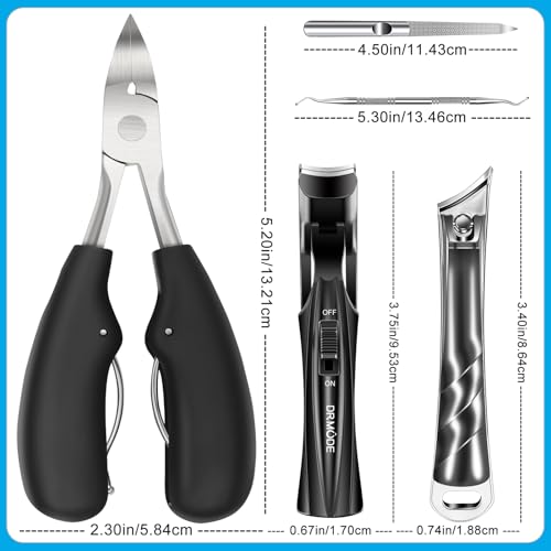 2026 Toenail Clippers for Thick Toenails for Seniors Angled Head | Large Toe Nail Clippers Set for Men, Long Handle Heavy Duty Ingrown Toenail Clippers, Ultra Sharp Slanted Finger Nails Cutter - style: 5PCS Toenail Clippers