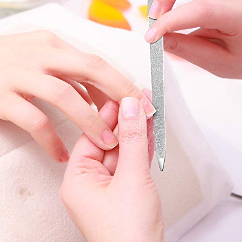 Mudder 6 Pieces Diamond Nail File Stainless Steel Double Side Nail File Metal Buffer Women Men Fingernails Toenails Manicure for Salon and Home, Silver(7 Inch) - size: 7 Inch (Pack of 6)