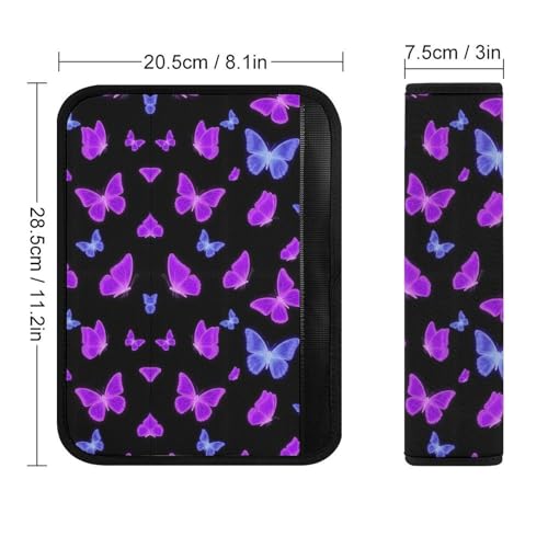 2 Pack Soft Padded Seat Belt Cover for Girls and Boys, All Vehicles, Butterfly Purple Butterflies Harness Pads Strap, Anti-Slip Pad - color: Pattern 1202