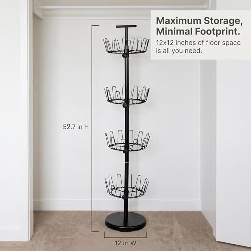 Household Essentials 4-Tier Shoe Storage Tree, Matte Black - color: Matte Black