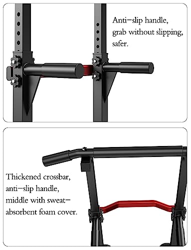 Power Tower Dip Station Pull Up Bar - Multi-Purpose Home Gym Equipment with Adjustable Height and Non-Slip Foot Pads - 330lbs/150kgs Capacity - color: Black (Basic Model)