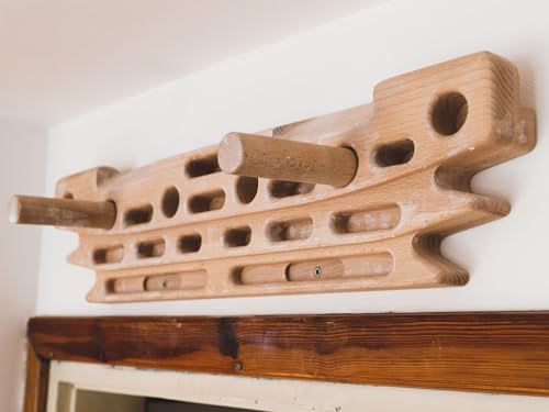 FingerPeg 1.0 Hangboard – Fingerboard Training Board for Climbing with Pull-Up Bars – Sleek Wooden Climbing Board with Ergonomic Design – Supports up to 265 lbs - style: Fingerpeg 1.0