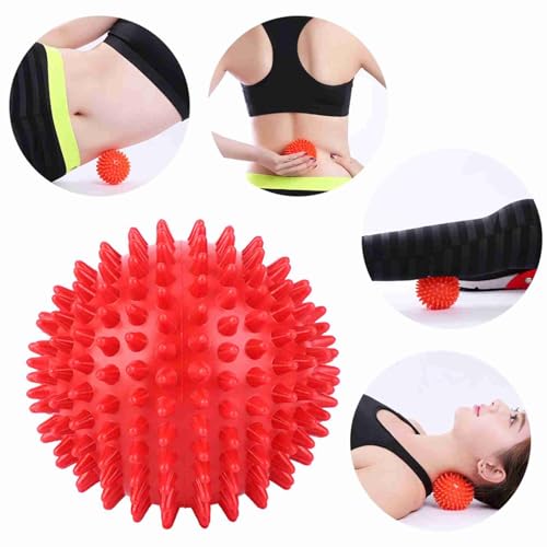 2Pcs Spiky Hard Massage Balls,Soft Spiked Manual Massager Rollers Body Spiky Balls Fitness Finger Relax Tool for Plantar Fasciitis Exercise Back Feet (Small 7.5cm) - color: Red, size: Small 7.5cm