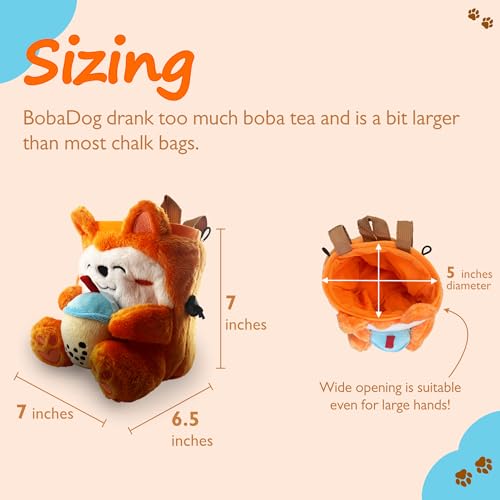 Rock Climbing Chalk Bag + Refillable Ball – Boba Dog Plush Animal Bag - style: Chalk Bag