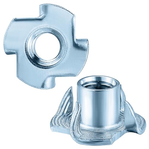 T-Nuts 1/4 * 20 (100 pcs), zinc Plated Steel, for Wood, Climbing Holds and cabinets - color: Zinc, size: 1/4"-20